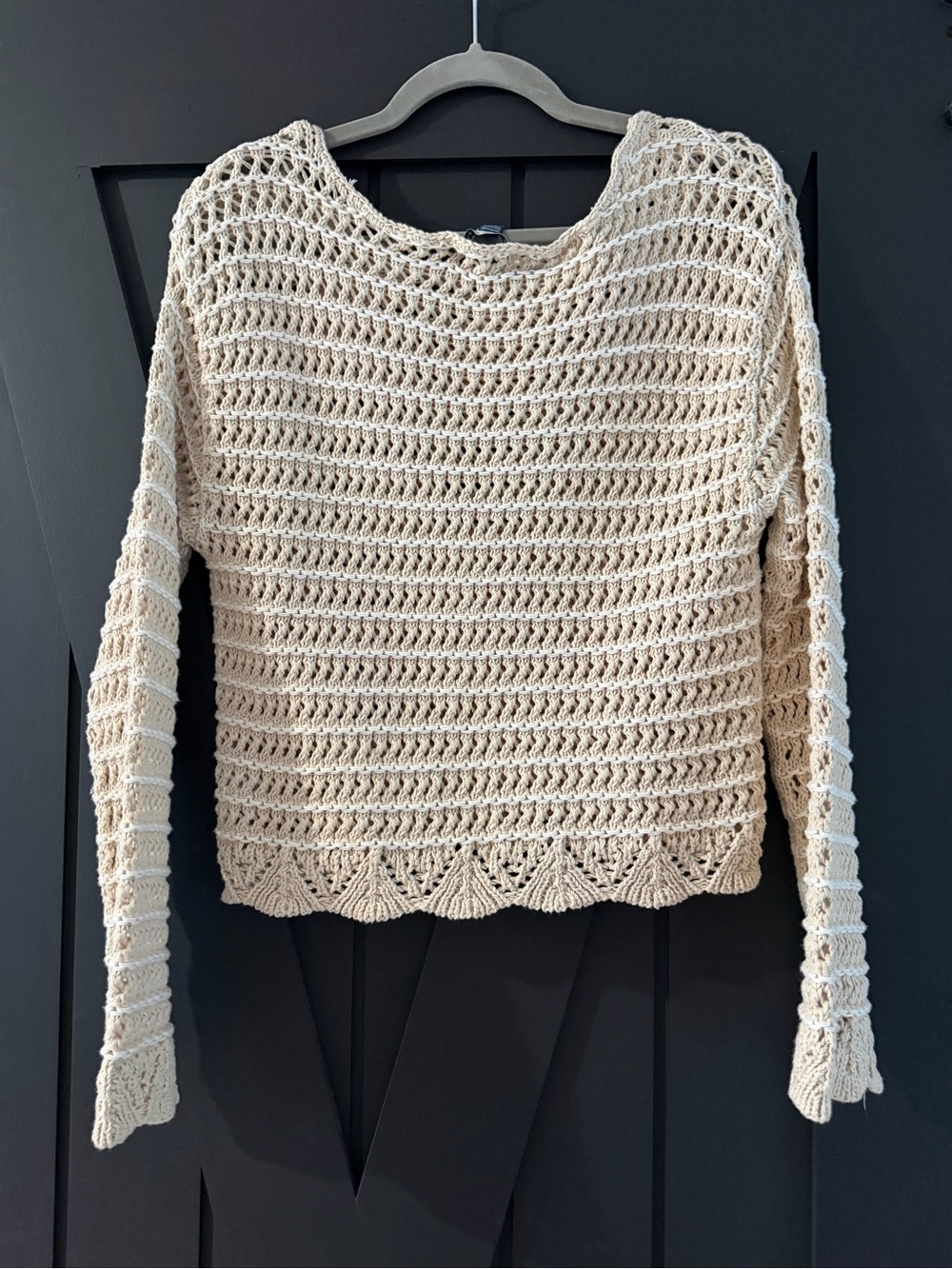 American Eagle Outfitters Cream Crochet Open-Weave Sweater - Picture 2 of 3